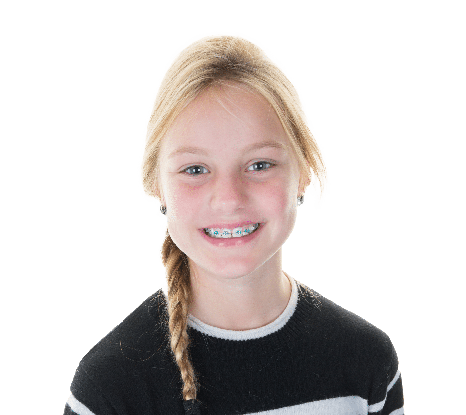 Girl with dental braces