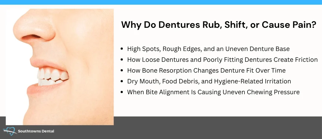 What Causes Dentures to Rub, Shift, or Hurt